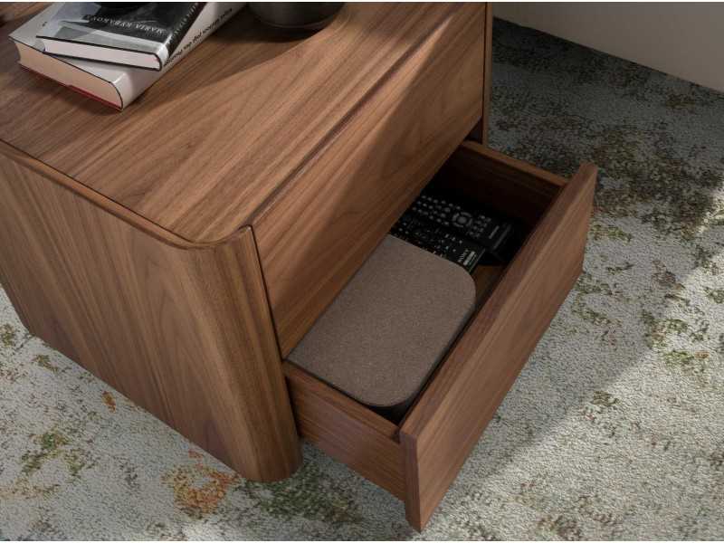 Walnut side table/bedside table with LED light - AMPER