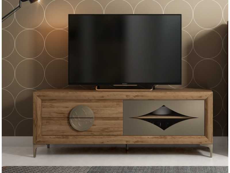 Mueble TV con puerta abatible y dos cajones - ALLEGRA