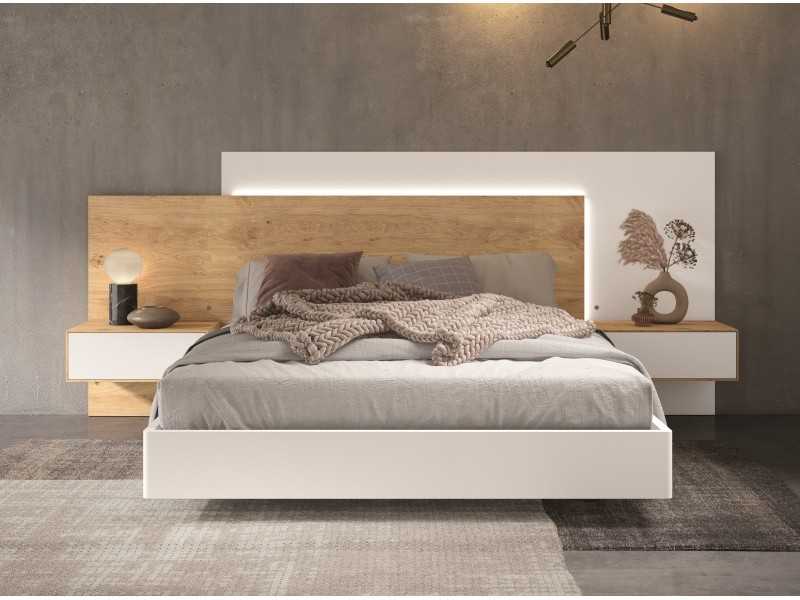 Designer complete bed with bedside tables and bed base - LEKNES