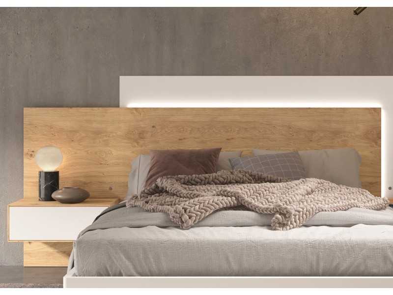 Cama completa de diseño con mesitas de noche y base de cama - LEKNES