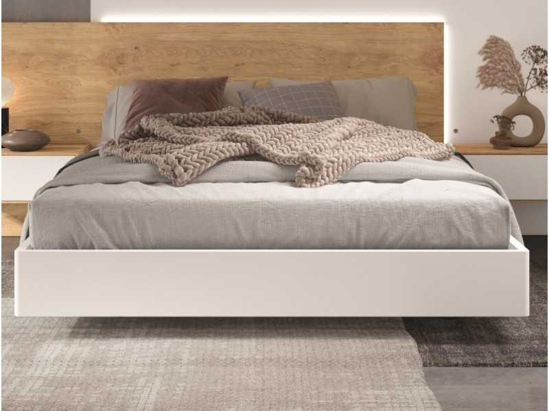 Cama completa de diseño con mesitas de noche y base de cama - LEKNES