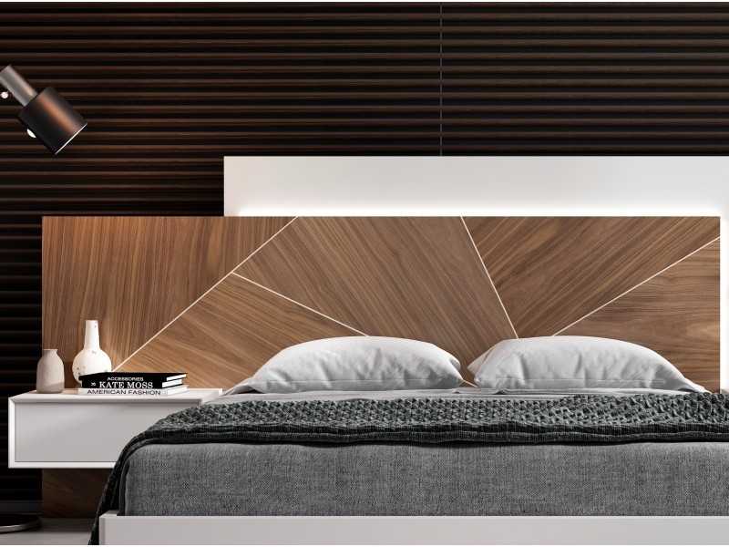 Cama completa de diseño con mesitas de noche y base de cama - ANA