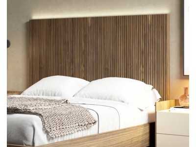 Full bed in slatted walnut with LED light and bed base - BERGEN