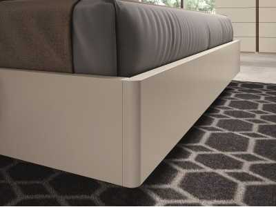 Complete bed in American walnut veneer, LED light and floating bed base - BERGEN