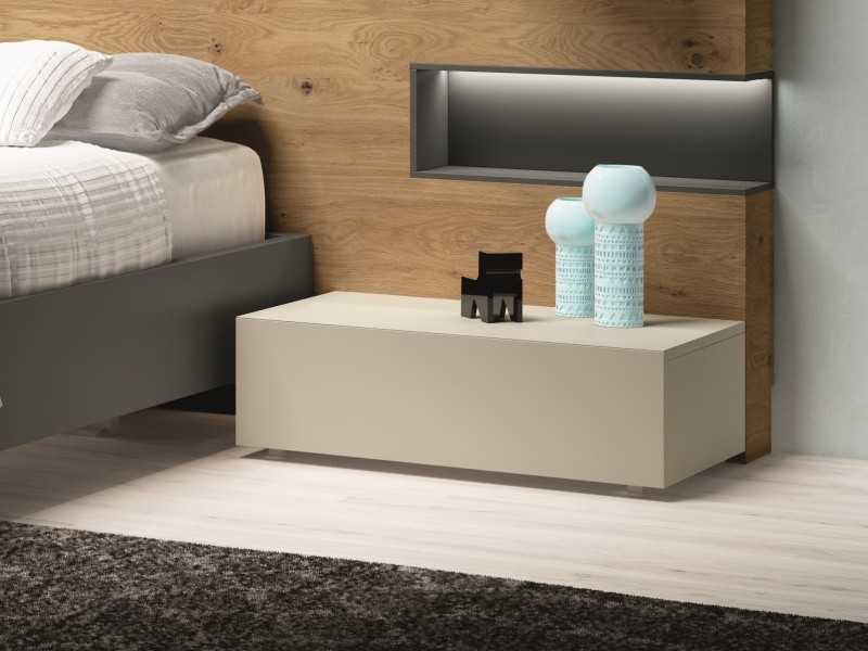 Lacquered 1-drawer bedside table with adjustable legs - ADRIANNA