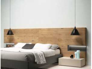 Cabecero XL en roble con huecos laterales lacados con luz led - ADRIANNA