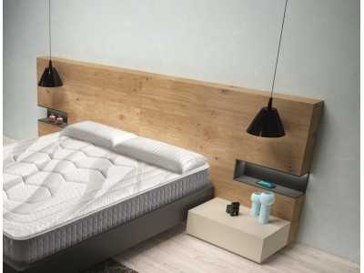 Tête de lit XL en chêne avec trous latéraux laqués avec éclairage LED - ADRIANNA