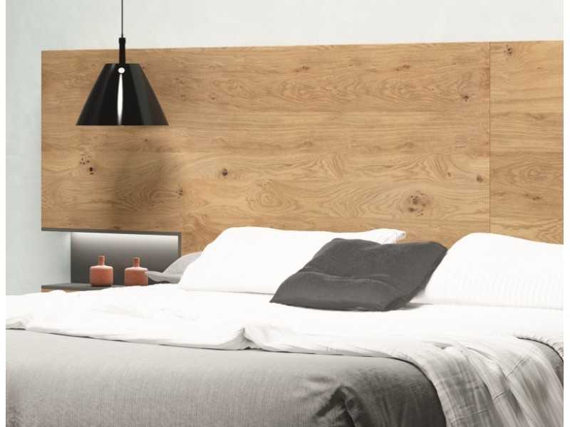 Cabecero XL en roble con huecos laterales lacados con luz led - ADRIANNA