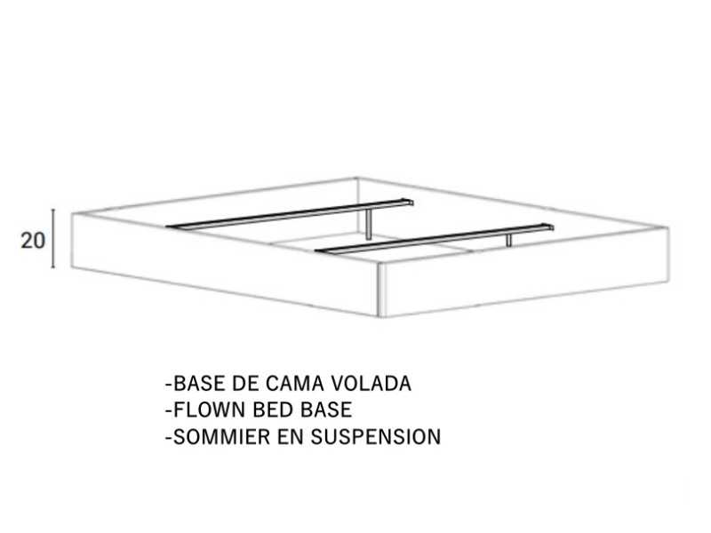 Complete bed with XL oak headboard, lacquered base and LED light -ADRIANNA