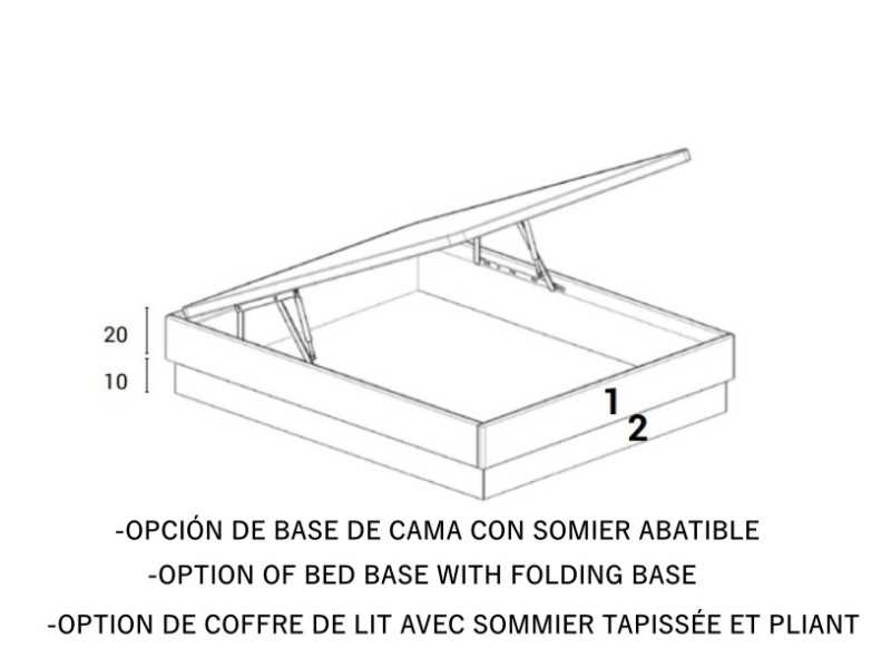 Complete bed with XL oak headboard, lacquered base and LED light -ADRIANNA