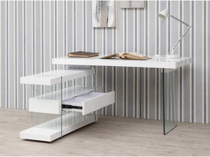 Bureau design laqué blanc brillant - VENEZIA BIANCO