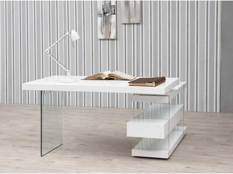 Bureau design laqué blanc brillant - VENEZIA BIANCO