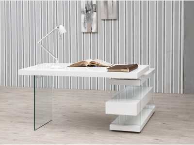Bureau design laqué blanc brillant - VENEZIA BIANCO