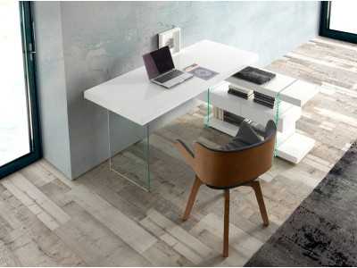 Bureau design laqué blanc brillant - VENEZIA BIANCO