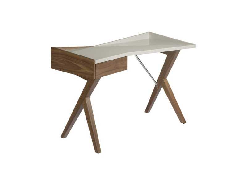 Design desk in walnut with lacquered top - ALEXANDRE