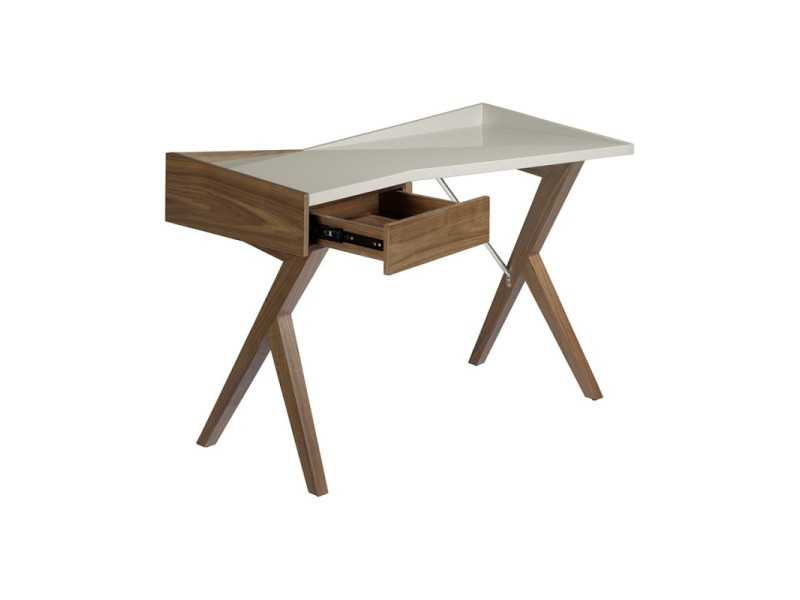 Design desk in walnut with lacquered top - ALEXANDRE