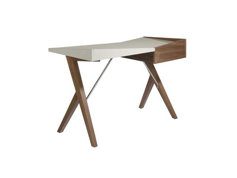 Design desk in walnut with lacquered top - ALEXANDRE