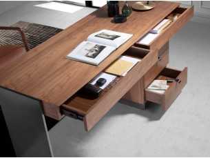 Desk in walnut and polished solid steel - CLAUS 2