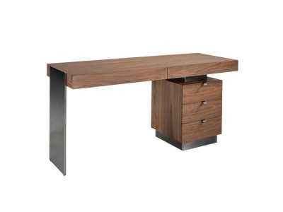 Desk in walnut and polished solid steel - CLAUS