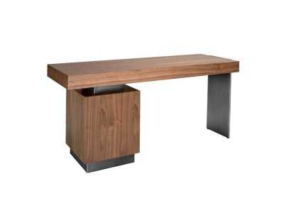 Desk in walnut and polished solid steel - CLAUS