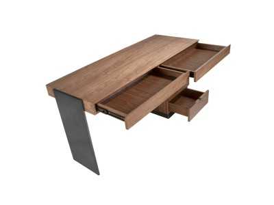 Desk in walnut and polished solid steel - CLAUS
