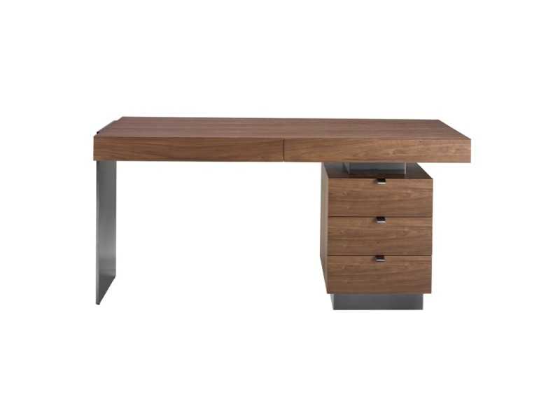 Bureau en noyer et acier massif poli - CLAUS