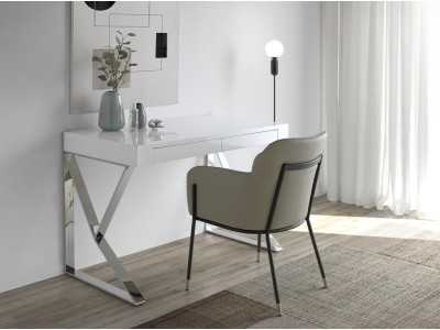 White lacquered desk with stainless steel - TOLÓN BIANCO