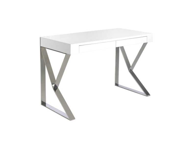 White lacquered desk with stainless steel - TOLÓN BIANCO