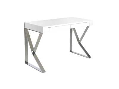 White lacquered desk with stainless steel - TOLÓN BIANCO