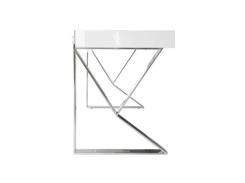 White lacquered desk with stainless steel - TOLÓN BIANCO