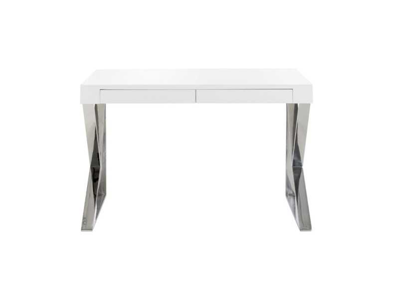 White lacquered desk with stainless steel - TOLÓN BIANCO