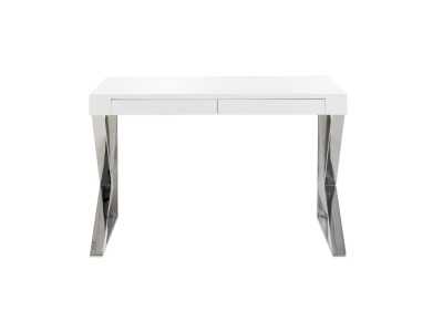 White lacquered desk with stainless steel - TOLÓN BIANCO