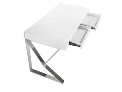 White lacquered desk with stainless steel - TOLÓN BIANCO