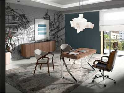 Walnut desk with stainless steel - TOLÓN