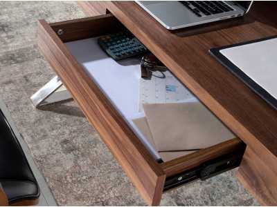 Walnut desk with stainless steel - TOLÓN