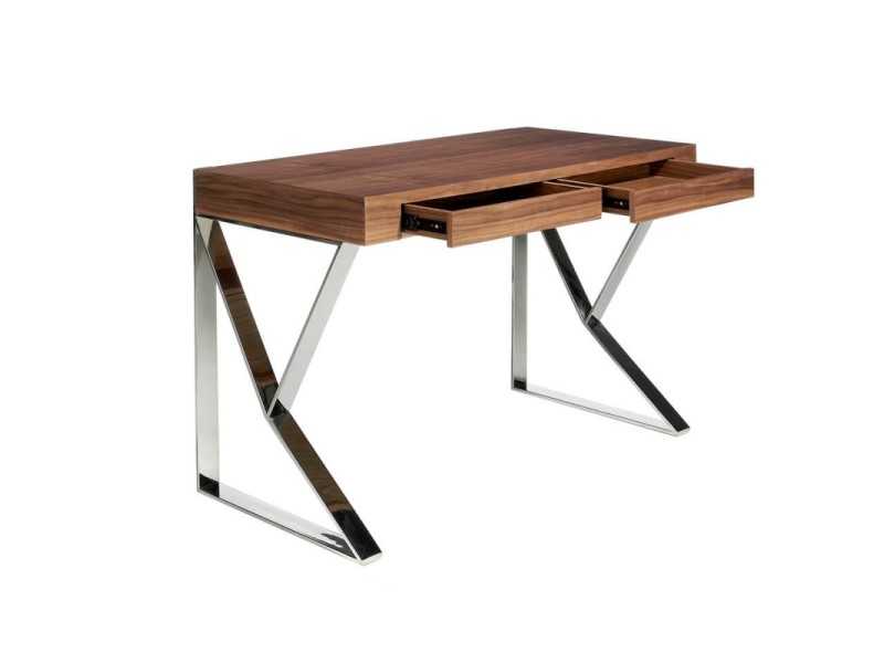 Escritorio de nogal con acero inoxidable - TOLÓN