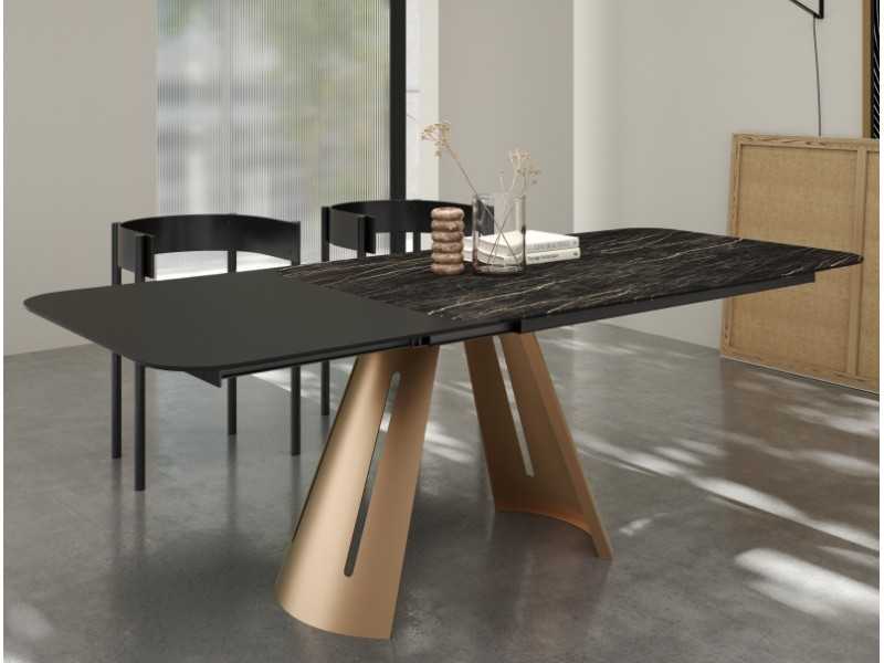 Table à manger extensible avec plateau rectangulaire et porcelaine - AATIKA