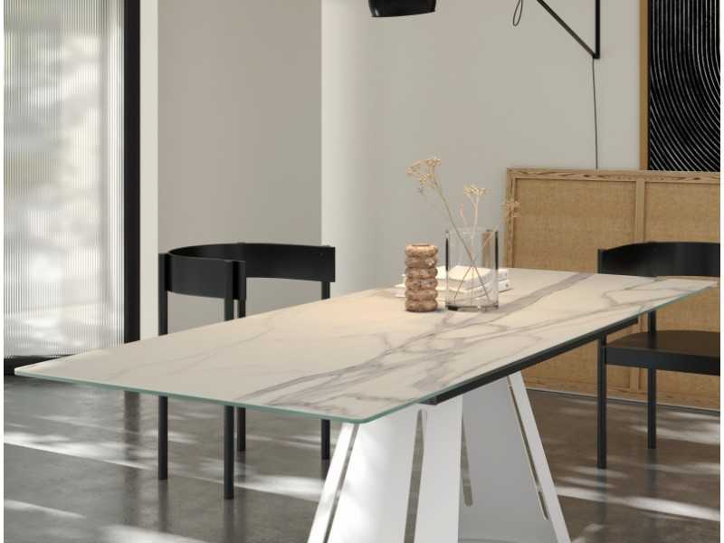 Mesa de comedor extensible con tapa rectangular y porcelánica - ATIKA