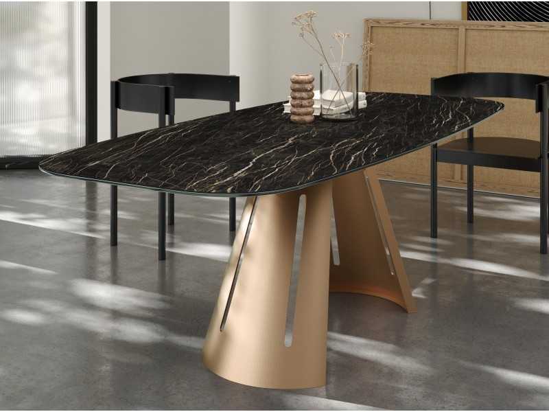 Extendable dining table with oval porcelain top - AATIKA OVALADA