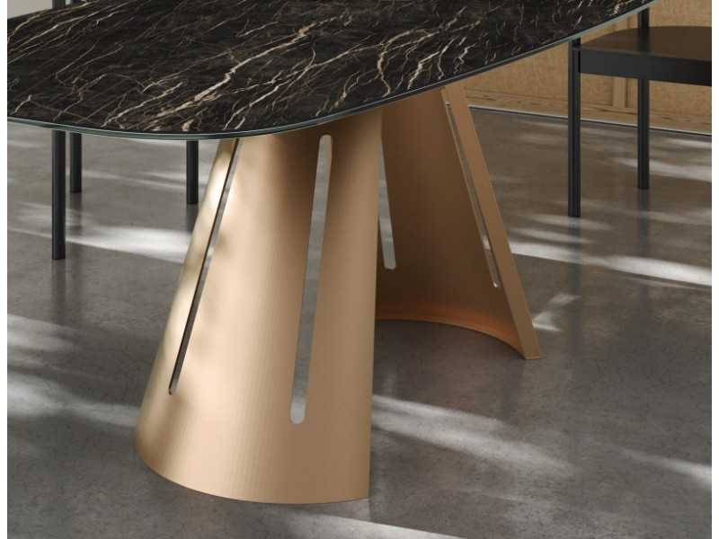 Mesa de comedor extensible con tapa porcelánica y ovalada - ATIKA OVALADA