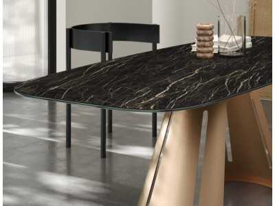 Mesa de comedor extensible con tapa porcelánica y ovalada - ATIKA OVALADA