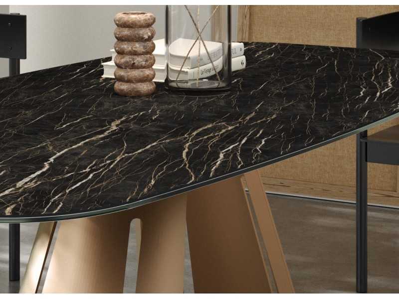 Mesa de comedor extensible con tapa porcelánica y ovalada - ATIKA OVALADA