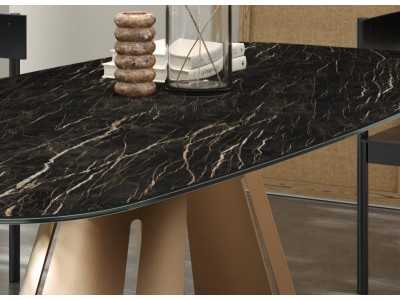 Mesa de comedor extensible con tapa porcelánica y ovalada - ATIKA OVALADA
