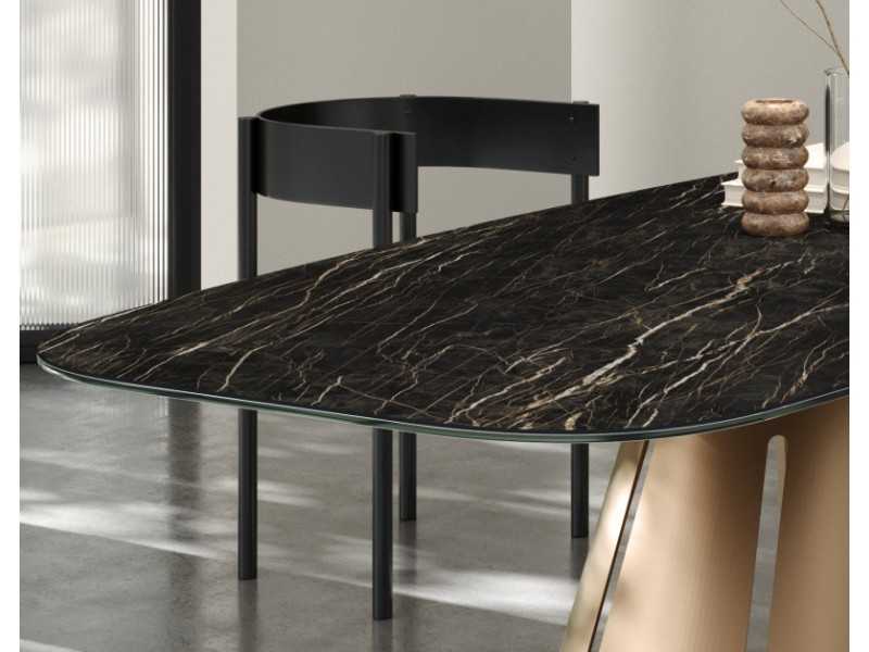 Mesa de comedor extensible con tapa porcelánica y ovalada - ATIKA OVALADA