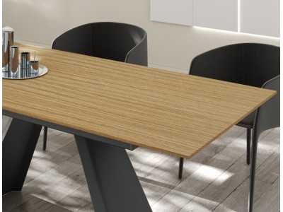 Mesa de comedor extensible con tapa de madera o porcelánico - ABABOL