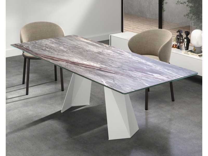 Extendable dining table with rectangular and porcelain top - ARIADNA