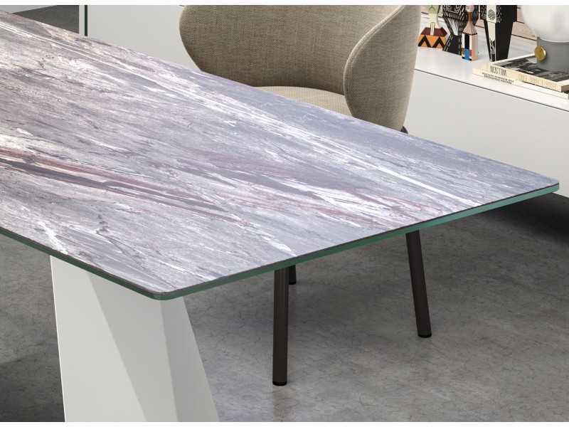 Table à manger extensible avec plateau rectangulaire et porcelaine - ARIADNA