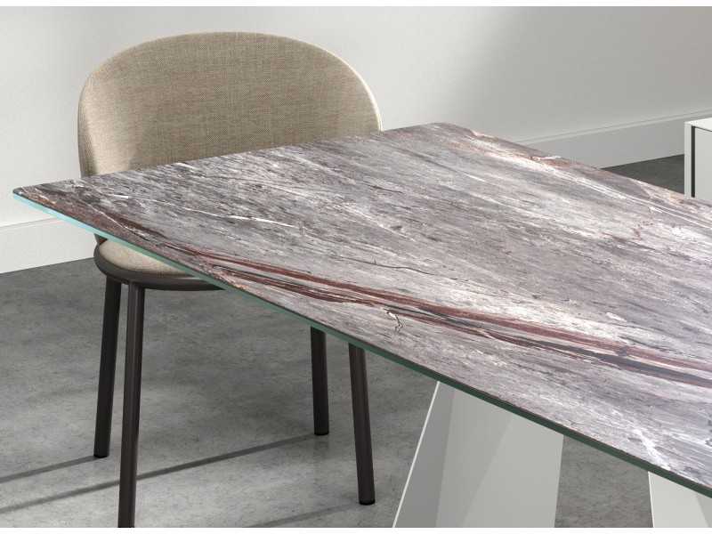 Table à manger extensible avec plateau rectangulaire et porcelaine - ARIADNA