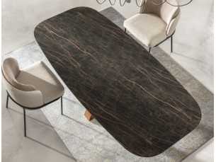 Extendable dining table with oval porcelain top - ANASTASIE 2