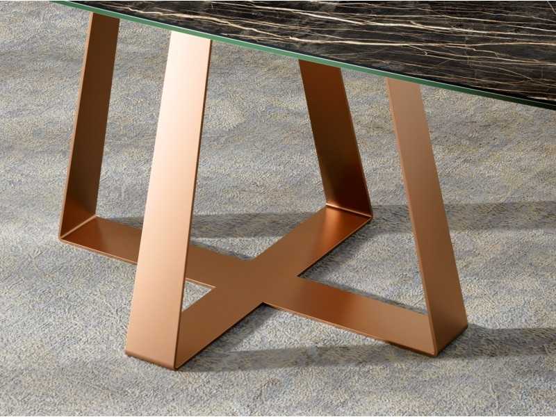 Table à manger extensible avec plateau ovale en porcelaine - ANASTASIE